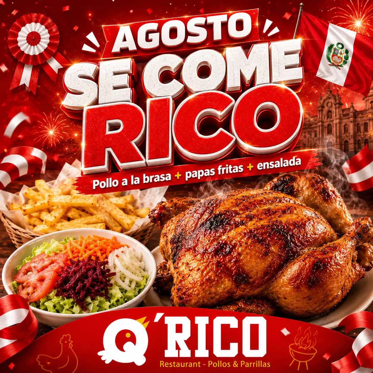 1 Pollo + Papas Fritas + Ensalada